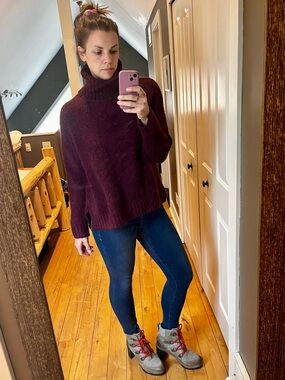Vici Henry Cowl Neck Cozy Burgundy Sweater